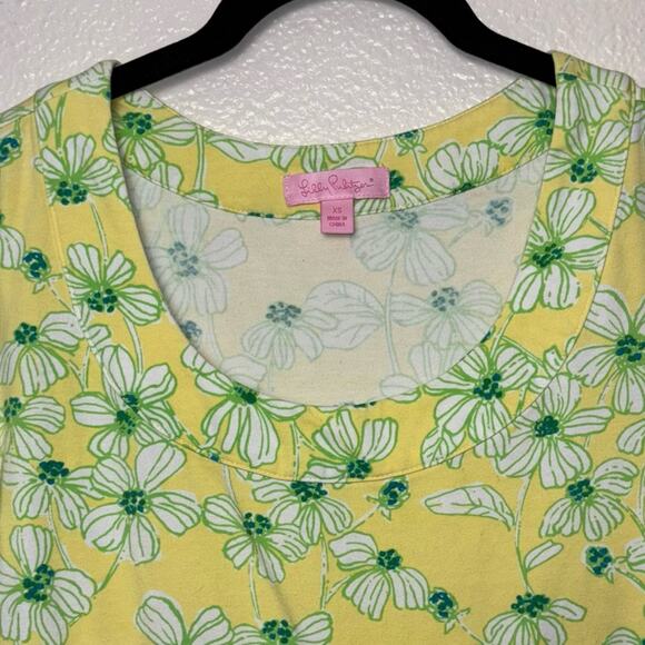 LILLY PULITZER Kelsea Dress Women's XS Yellow Green Dogwood Pattern Stretch Knit - Picture 7 of 16
